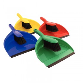 RED DUSTPAN AND BRUSH SET COLOUR CODED DUST PAN BROOM HAND CLEANING HYGIENE 